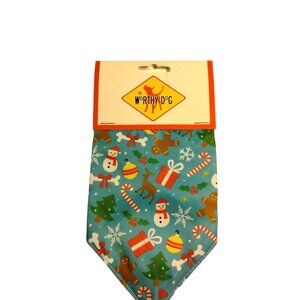 Worthy Dog Christmas Collar Bandana Blue Holiday Snowman Gingerbread Pet Dog